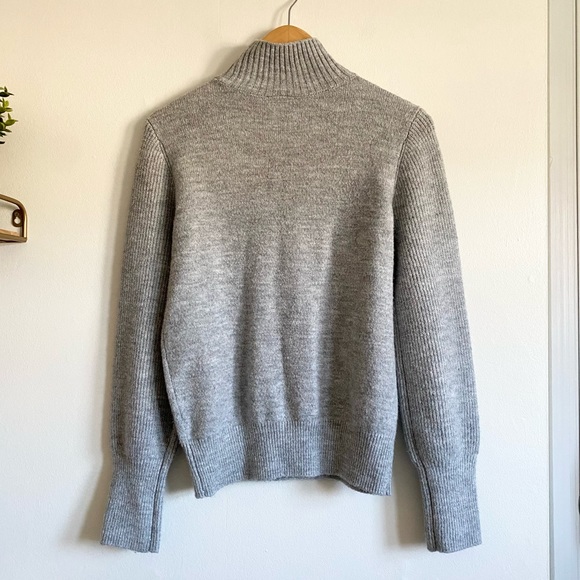 Scoop Knit Gray Turtleneck Sweater with Pearl Accents - Picture 5 of 7